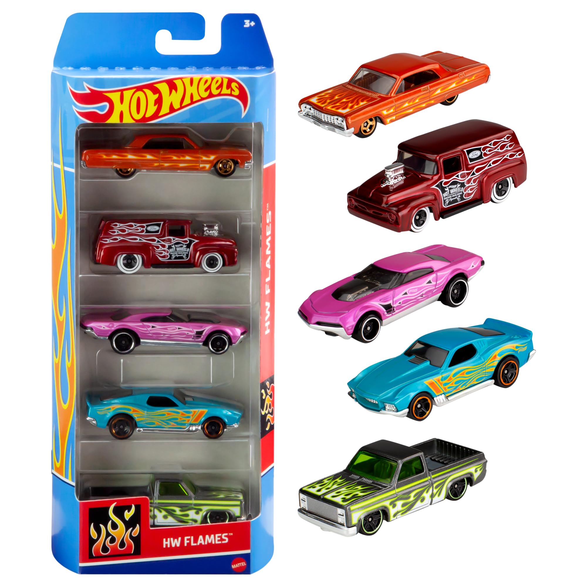 7. Pacote 5 Carros Sortidos Hot Wheels Mattel