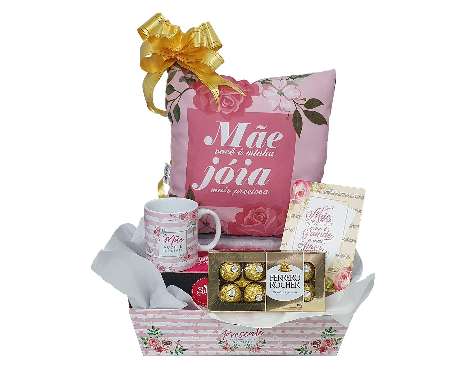 Kit Presente para Mãe Cesta Ferrero T8 Dia das Mães