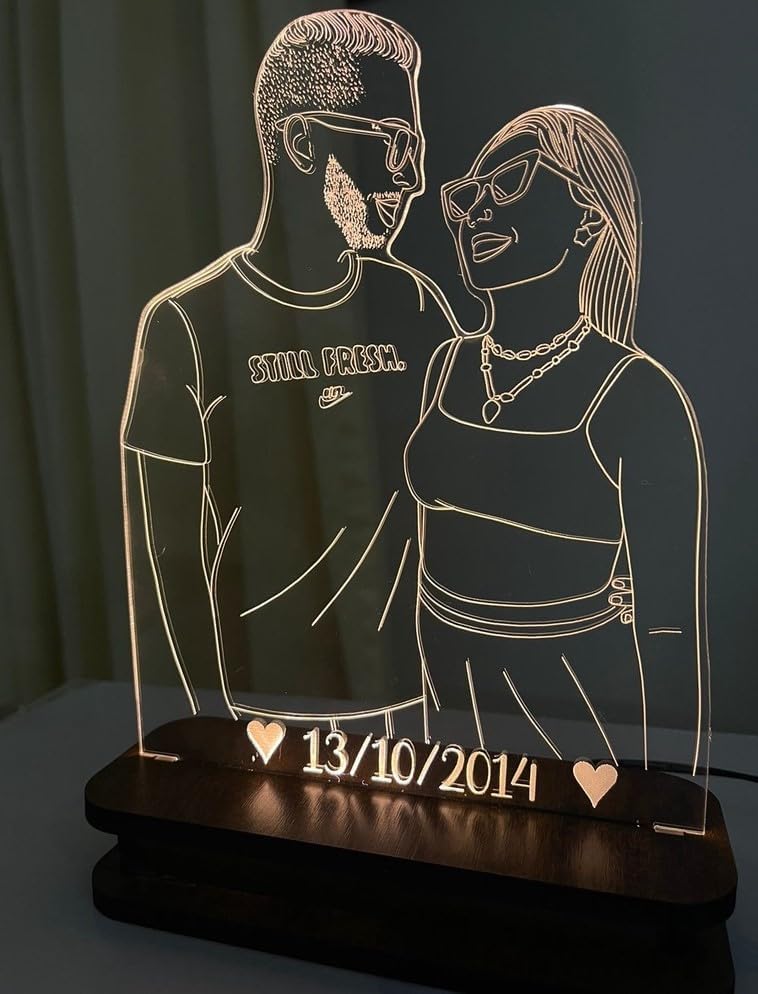 Luminária Com Sua Foto Personalizada LED Casal