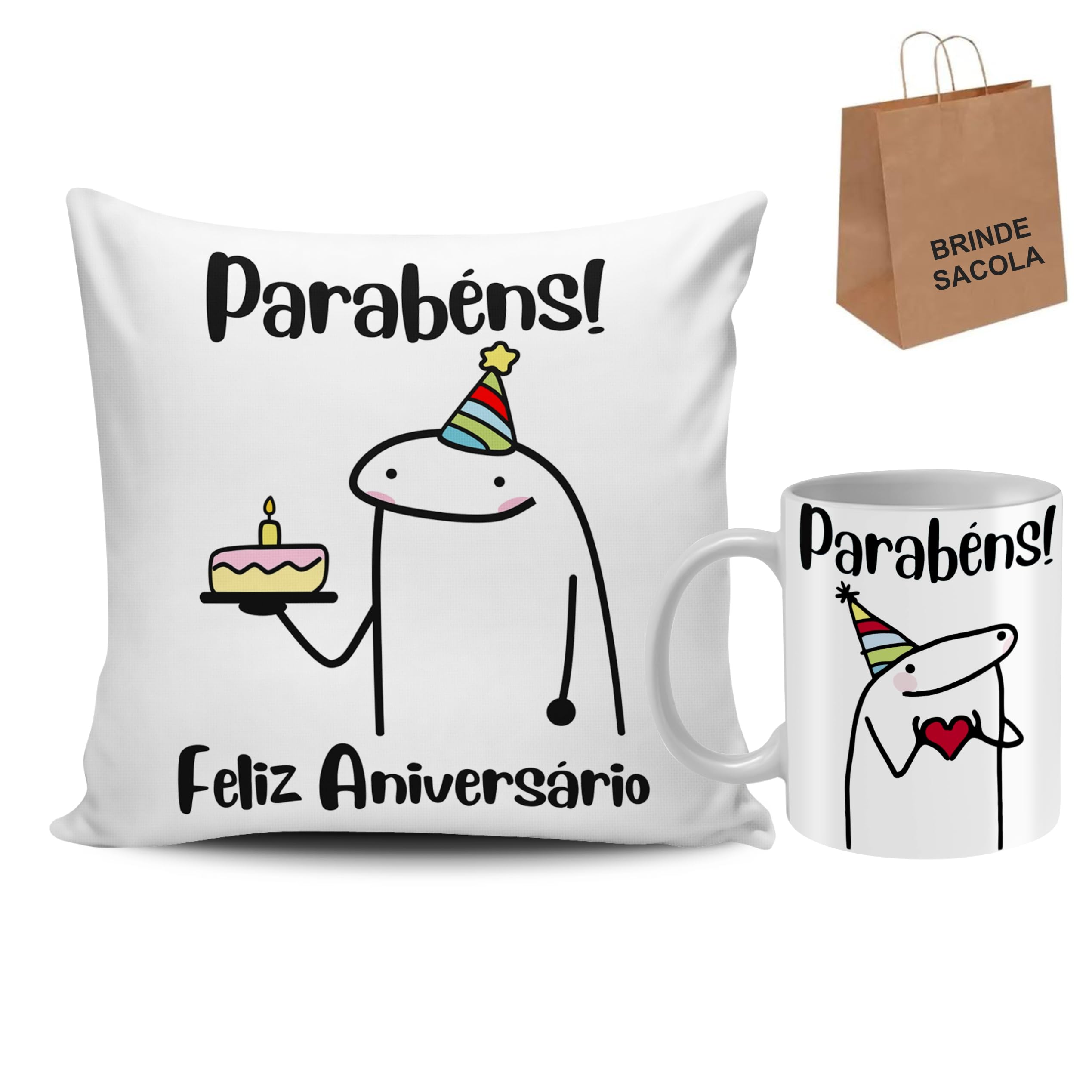 Kit Caneca e Almofada Flork Meme