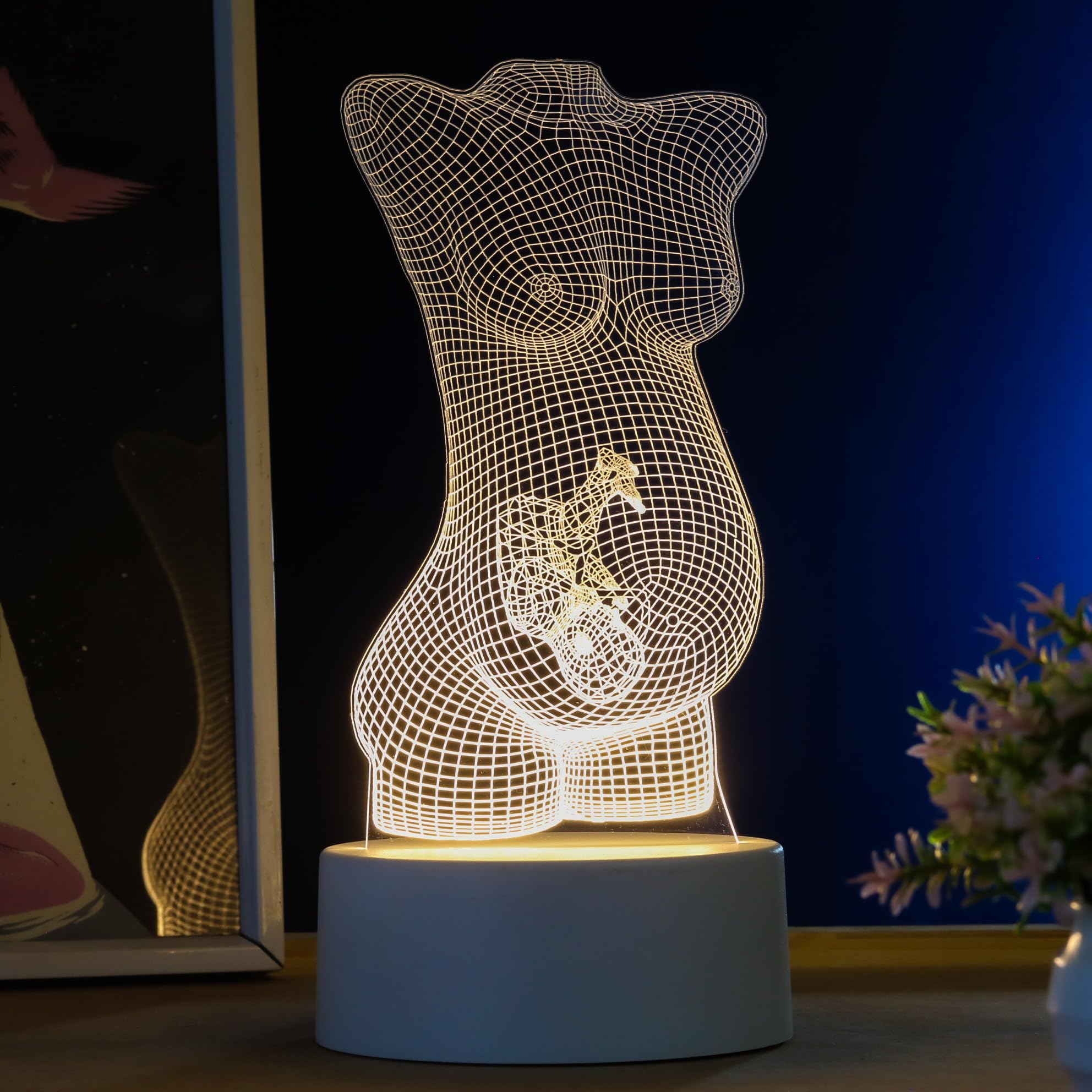 Luminária LED 3D Grávida com Bebê