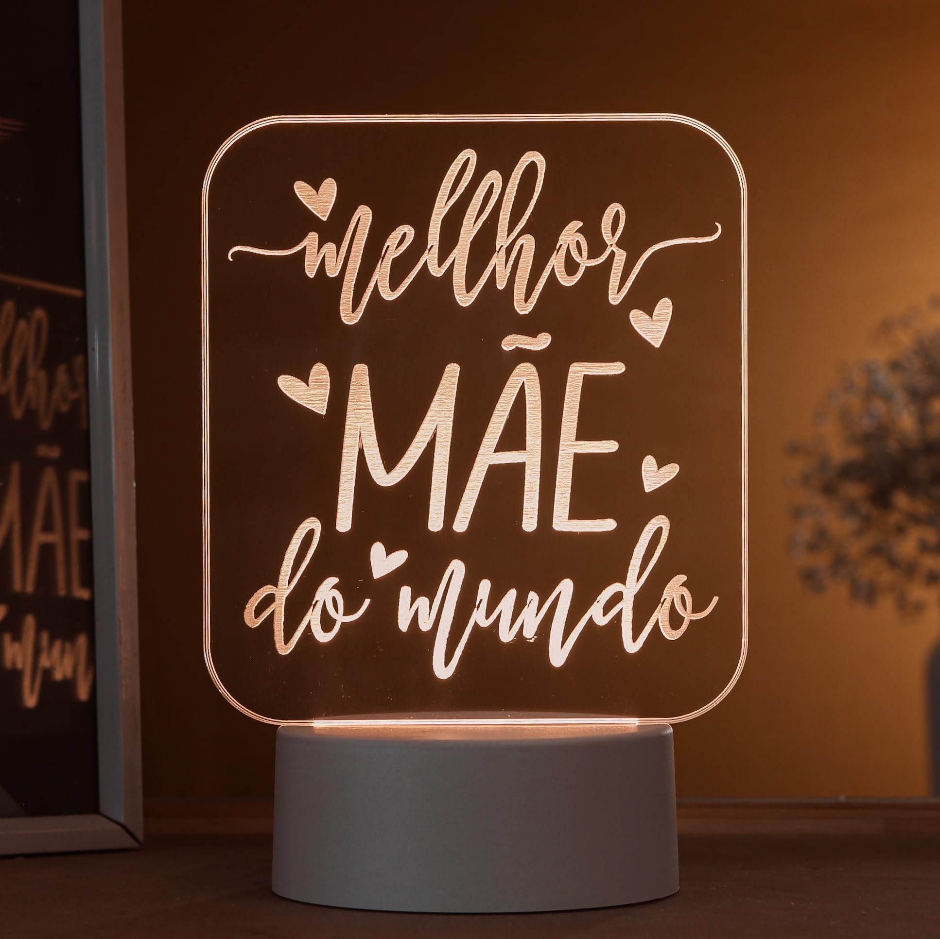Luminária LED 3D ‘Melhor Mãe do Mundo’ para quarto ou escritório