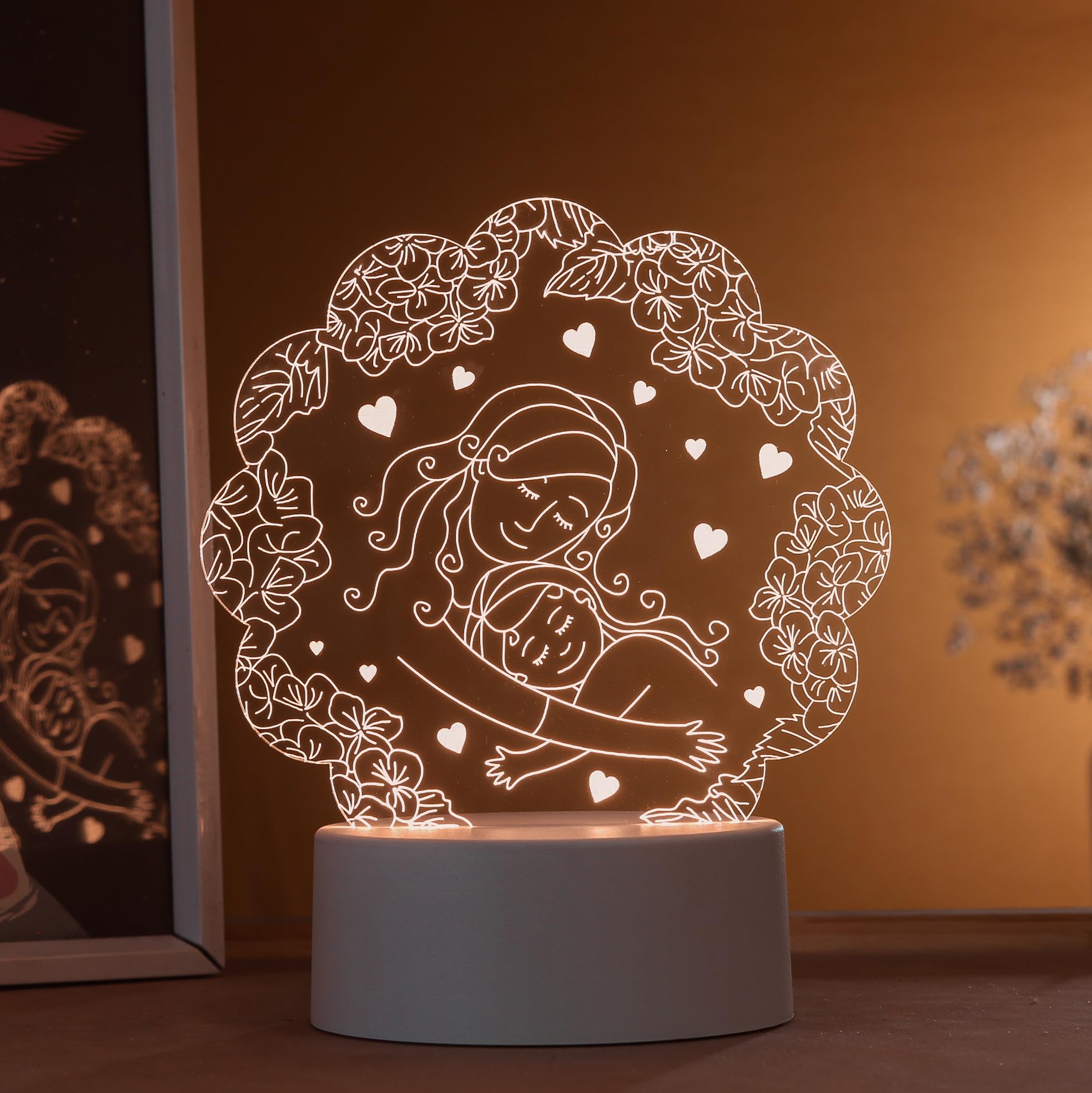 Luminária LED 3D Abajur Mãe Abraçando