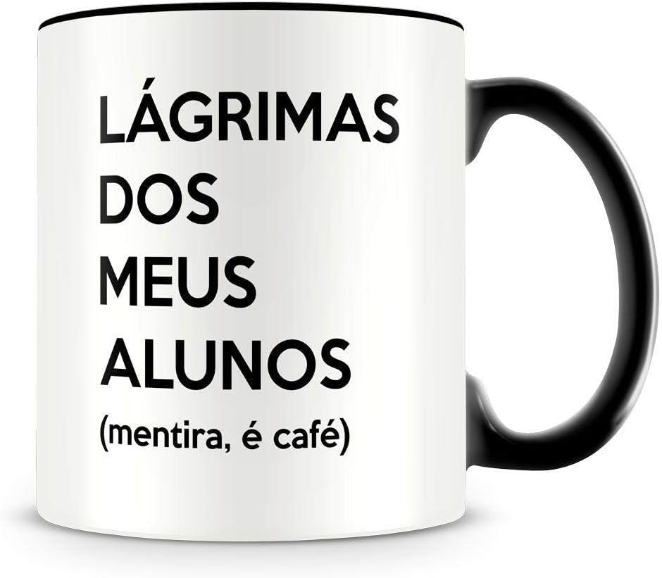 Caneca Preta Divertida Lágrimas dos Meus Alunos