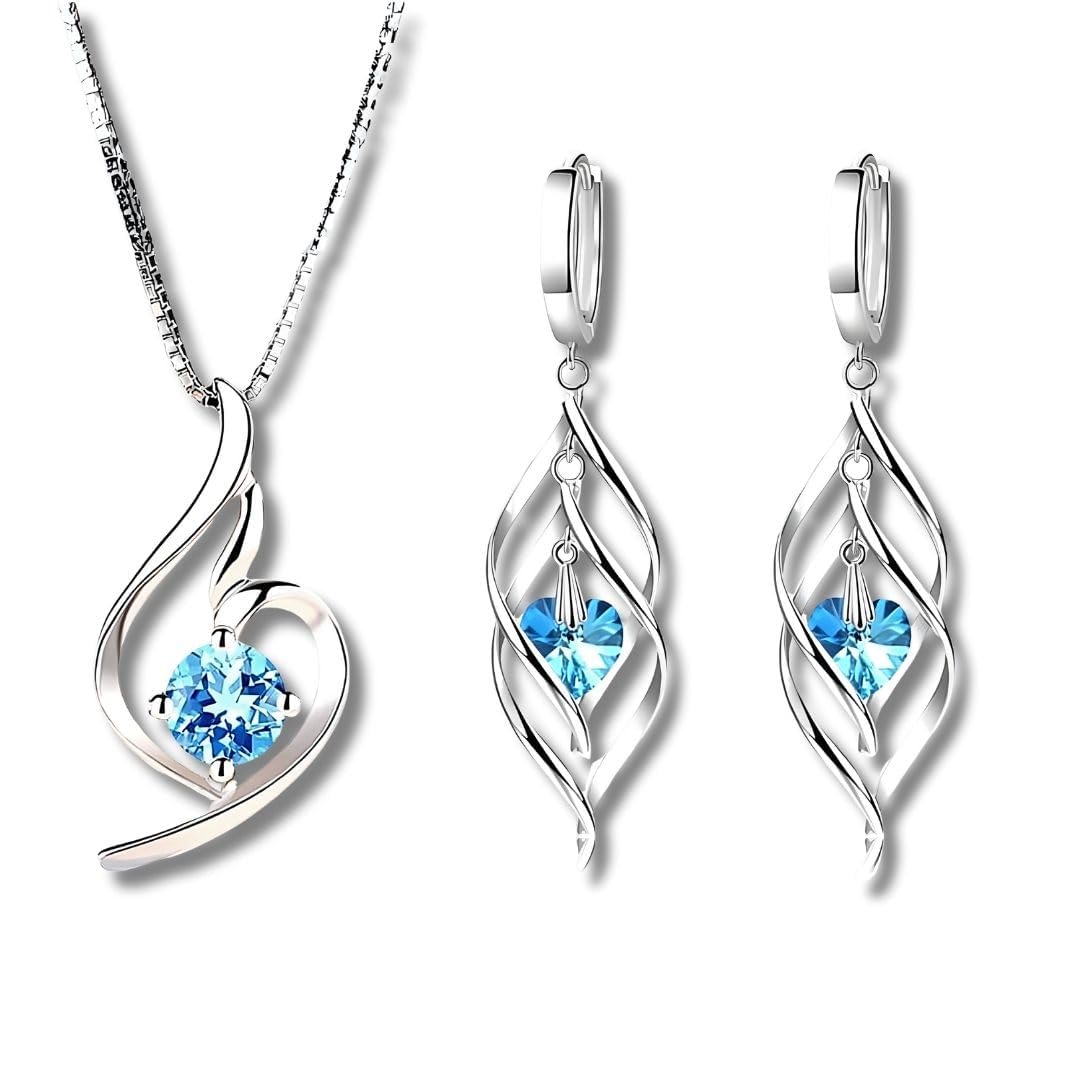 Conjunto Feminino ‘Esterlina Blue’ com zircônia azul