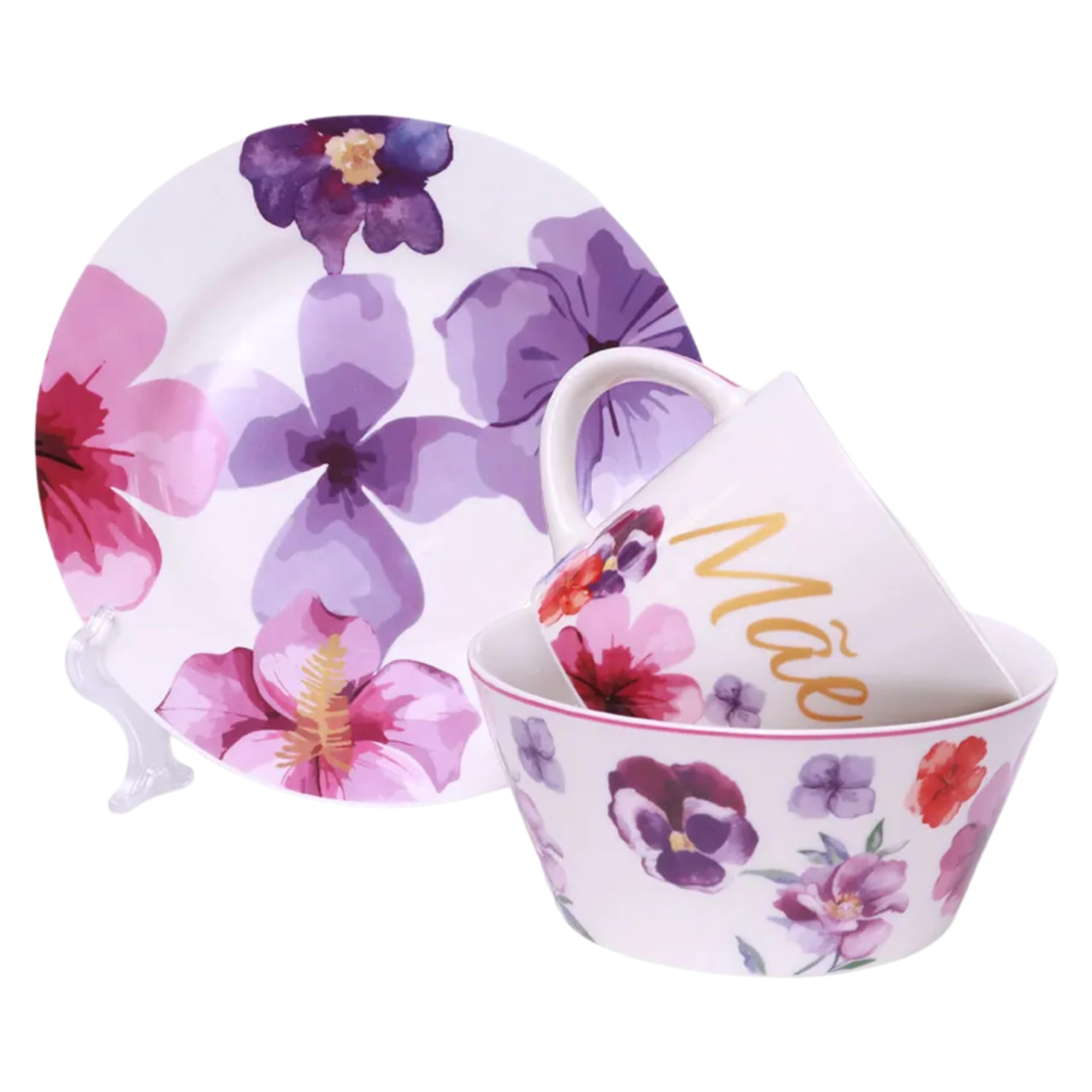 Kit Café da Manhã Mãe Florence - Cerâmica Personalizada e Resistente
