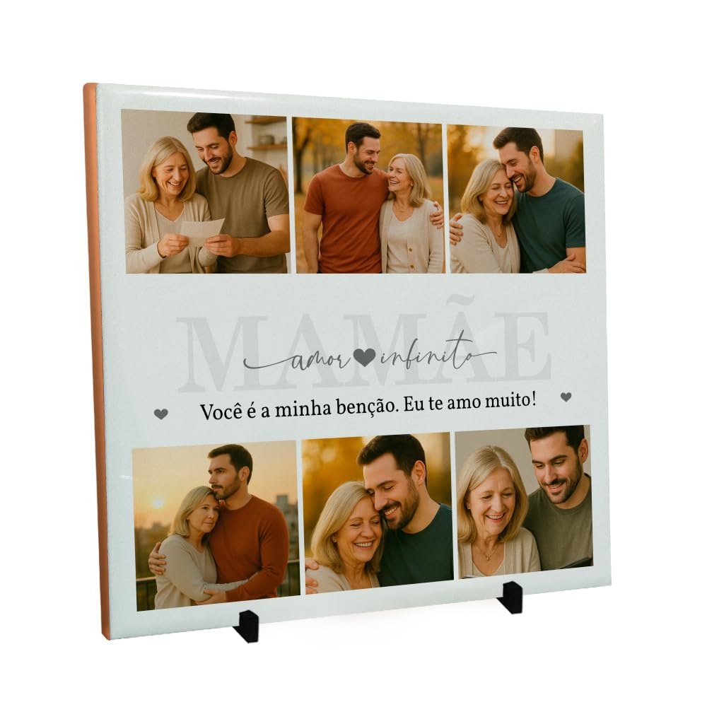 Quadro Personalizado com 6 Fotos Tema Mãe