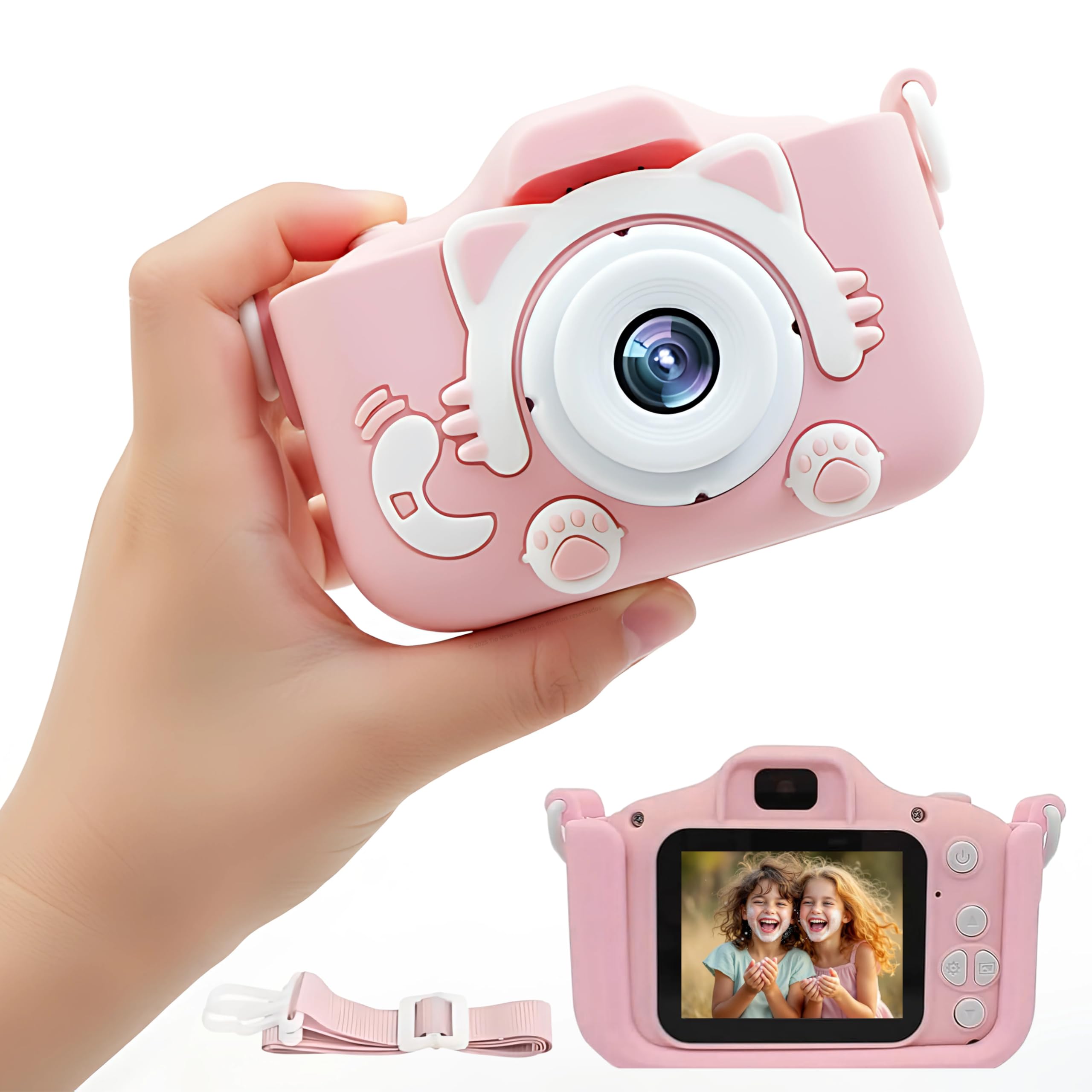 8. Câmera Digital Infantil Gatinho Rosa Recarregável