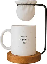 Kit Dia dos Pais Caneca Te Amo Pai com Mini Coador