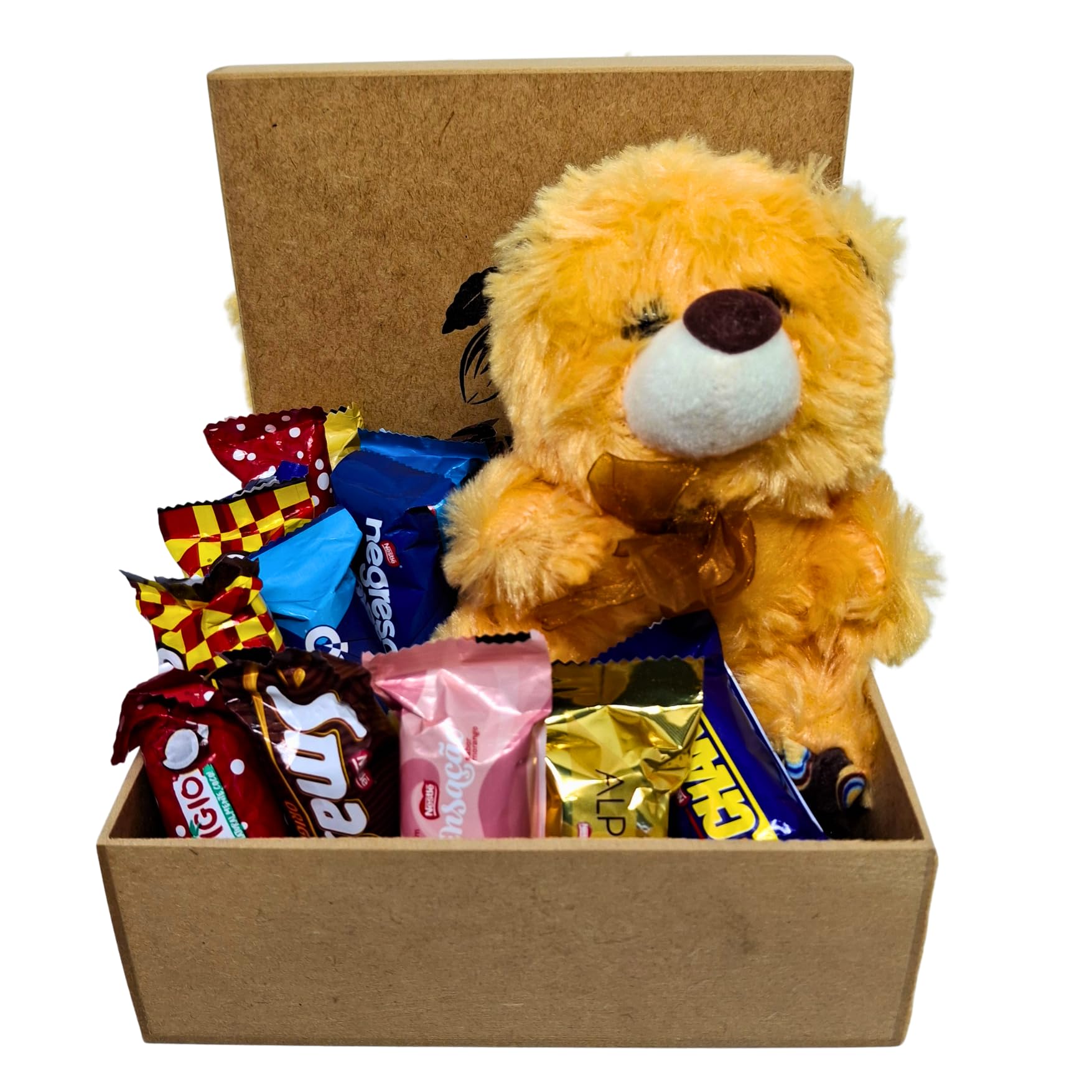 Cesta de Presente com Urso de Pelúcia e Chocolates