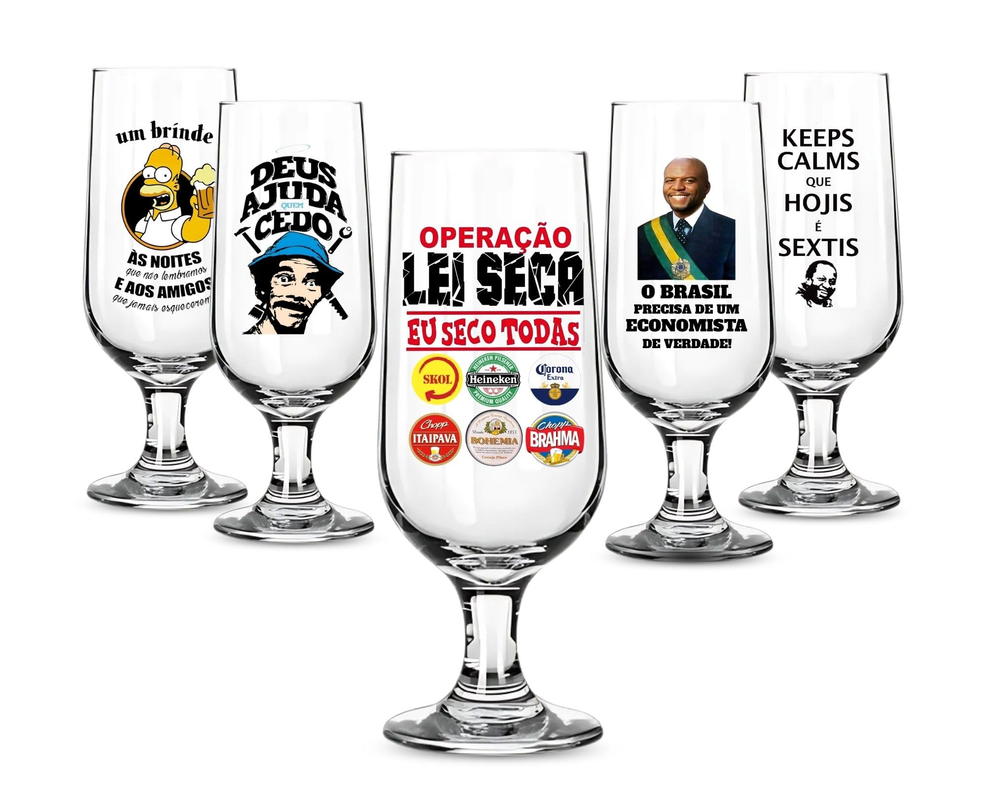 Taça de Cerveja com Frase Engraçada Lei Seca