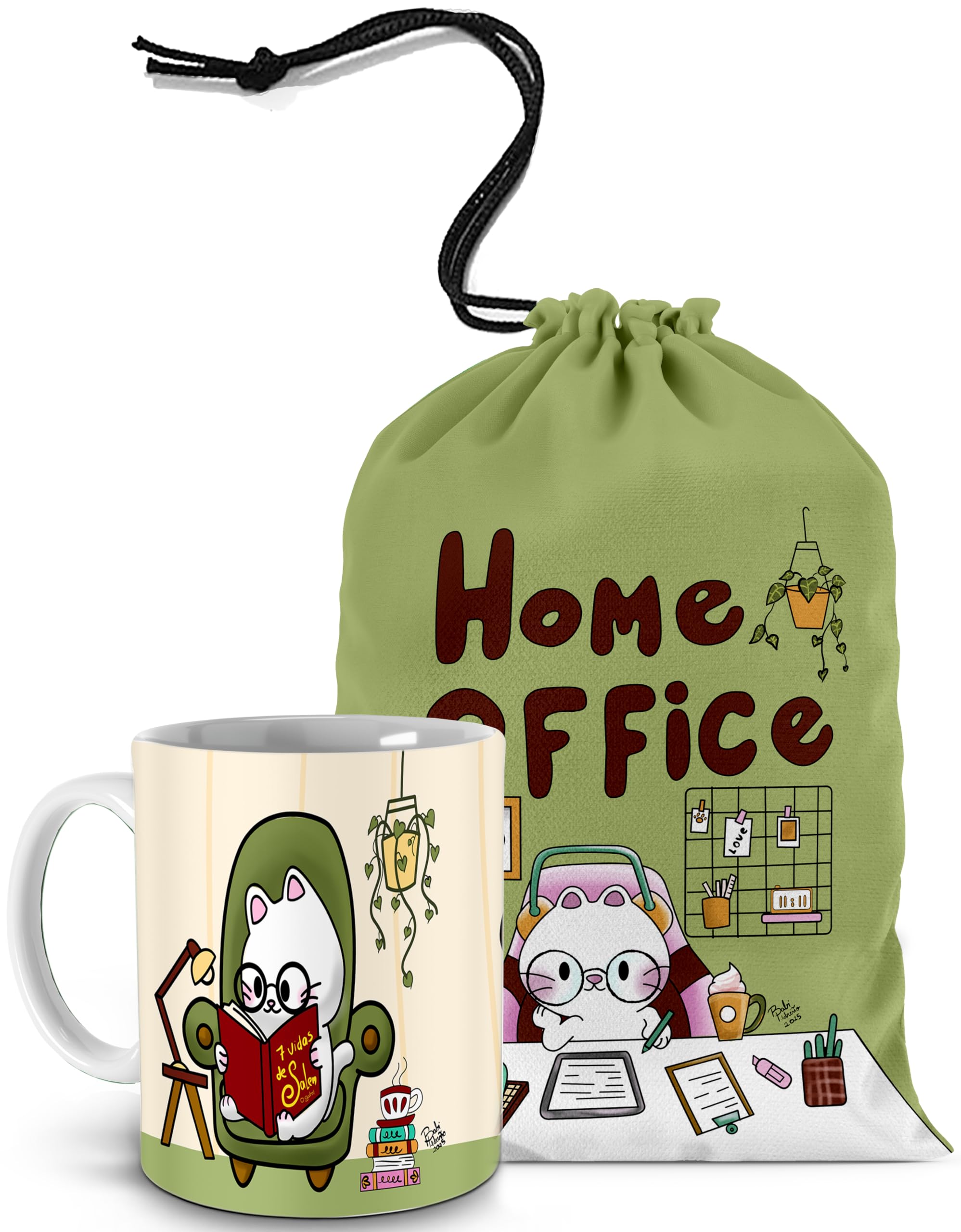 Caneca Para Amantes de Livros, Café e Gatos!