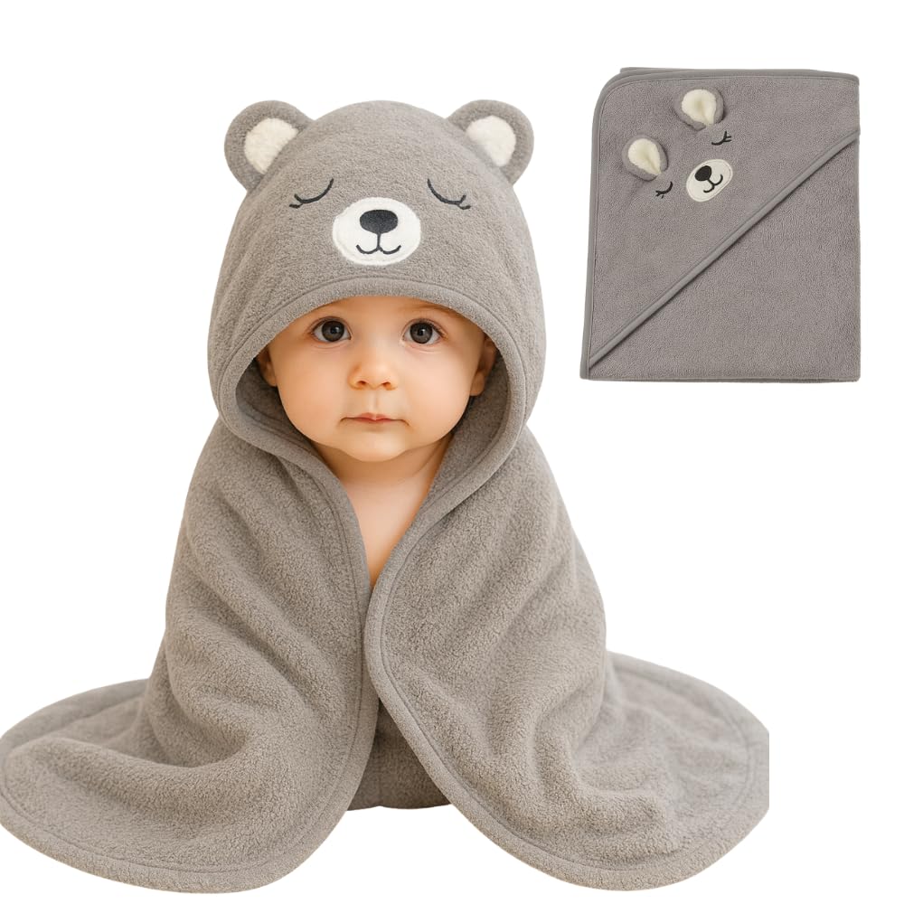 Toalha De Banho Infantil Com Capuz Bichinho Bordado