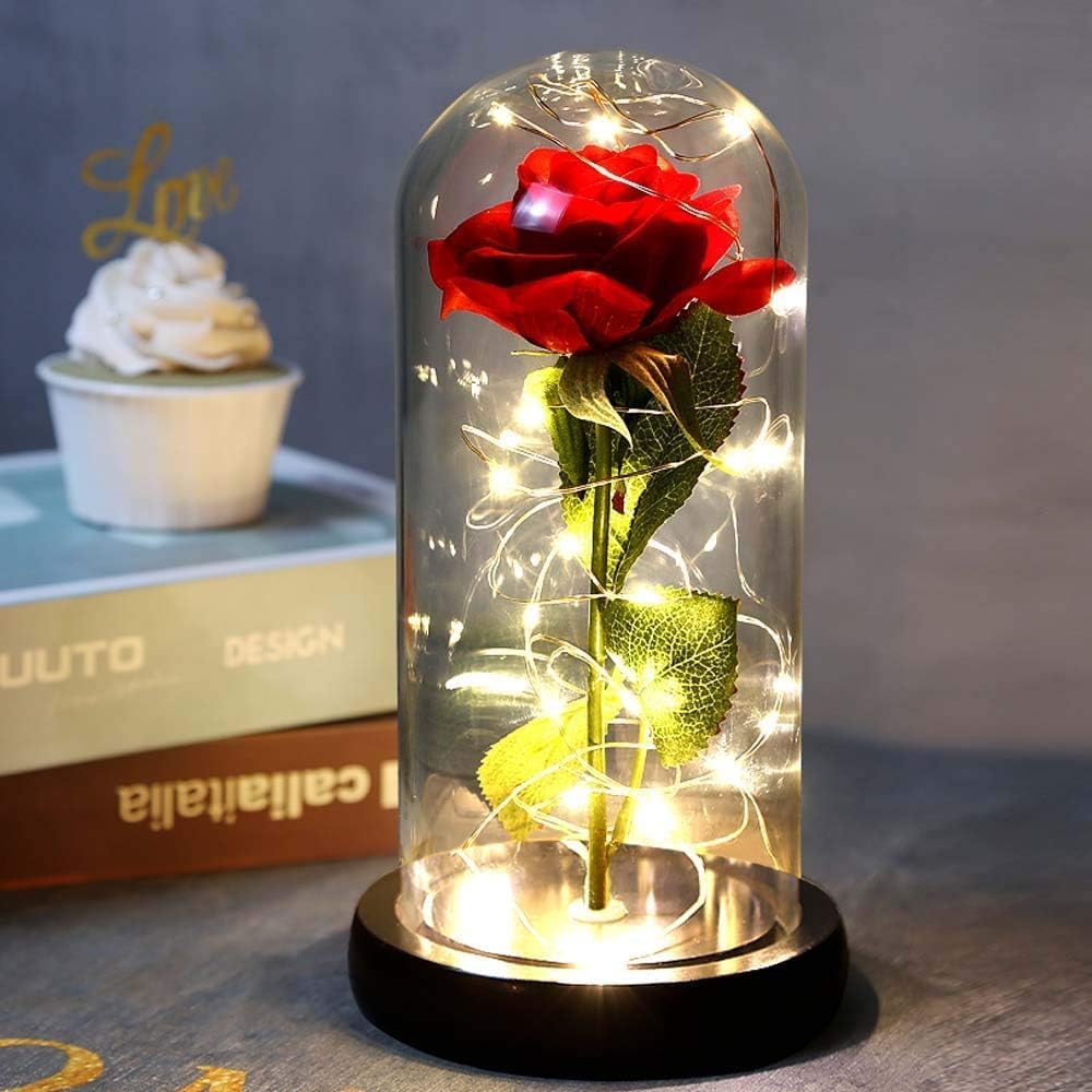 Rosa Eterna em Cúpula de Vidro com LED (ASIN: B0FTTG937N)