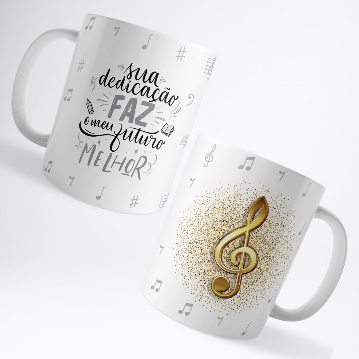 Caneca Xicara Professor de Música Instrutor Professora Tema:Preto