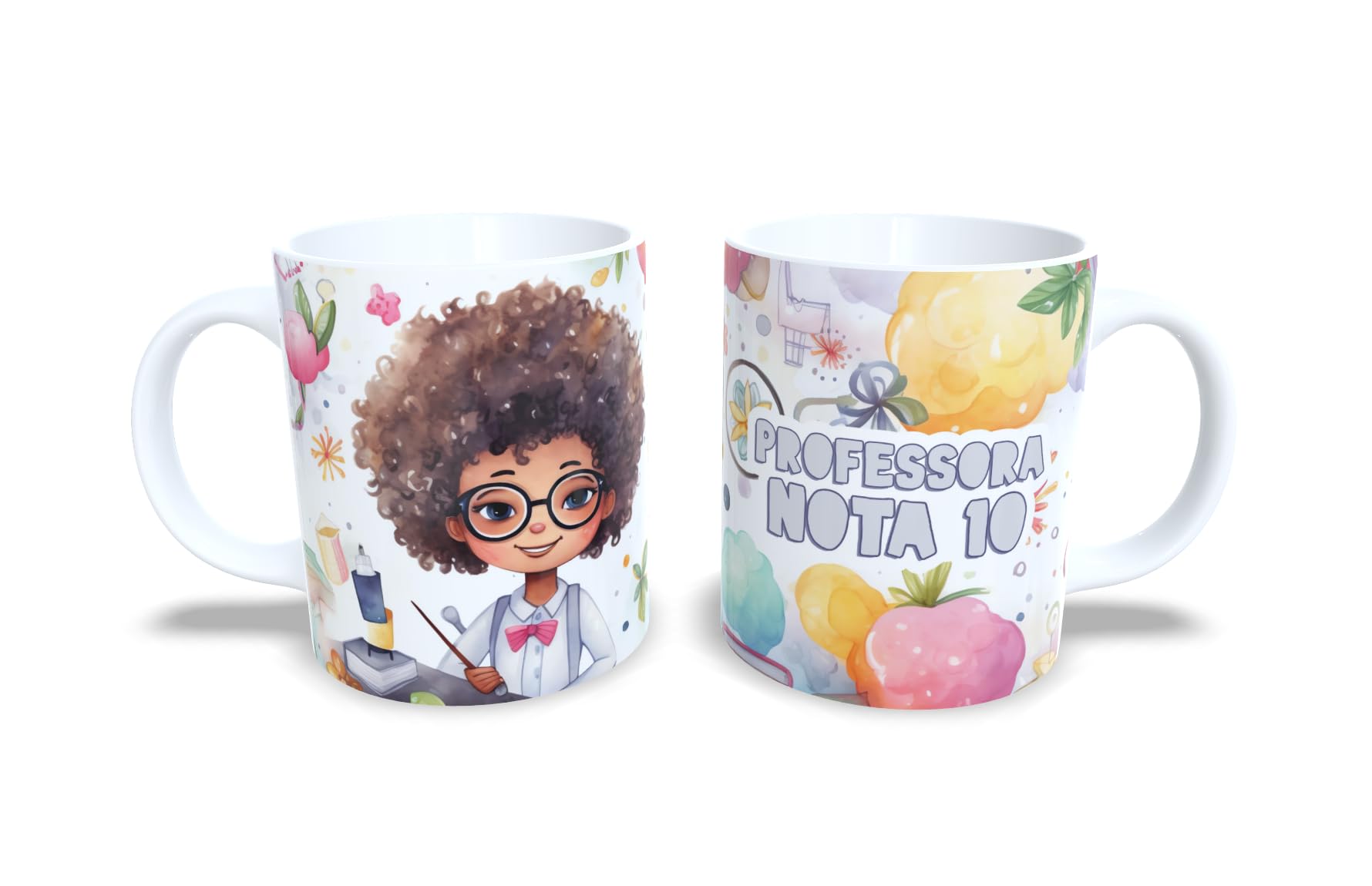 Caneca Professora Floral Decorada