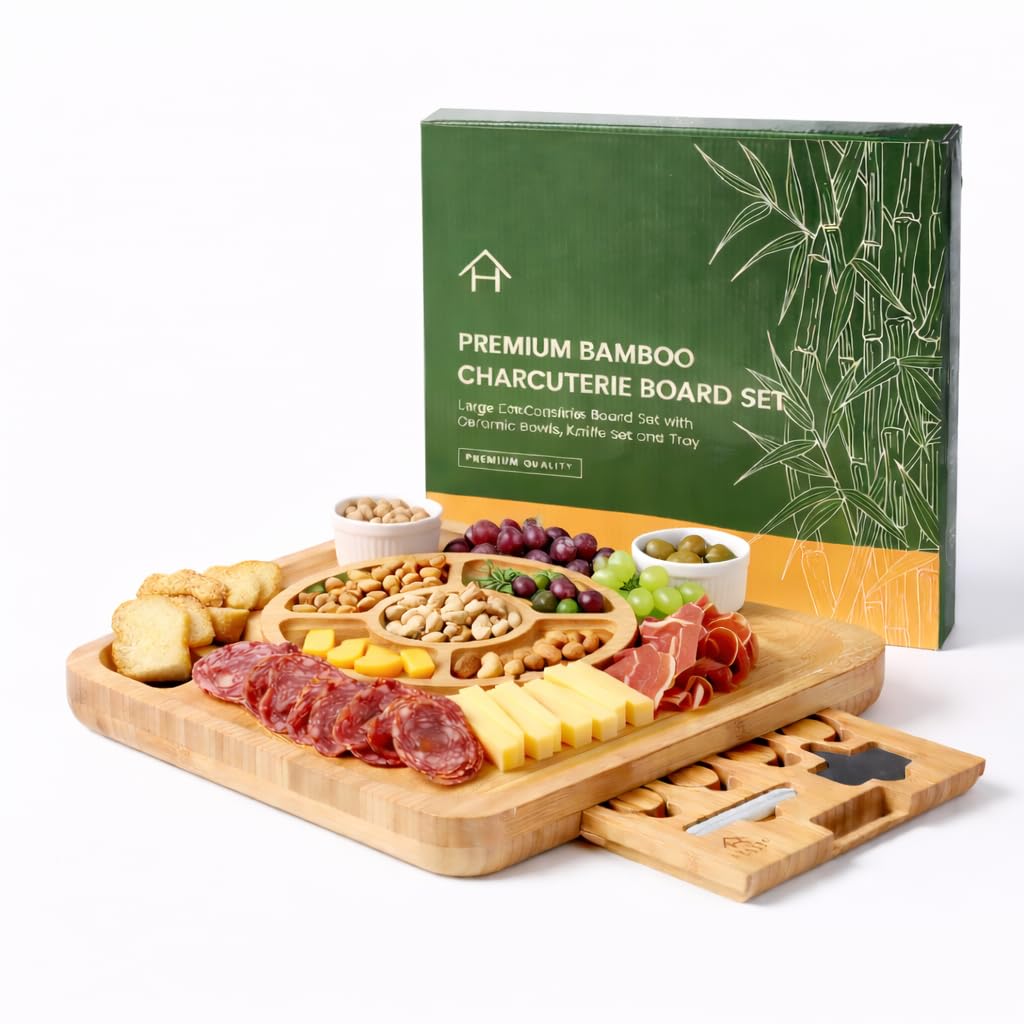 Kit de Tábua de Queijos e Frios Premium Bambu