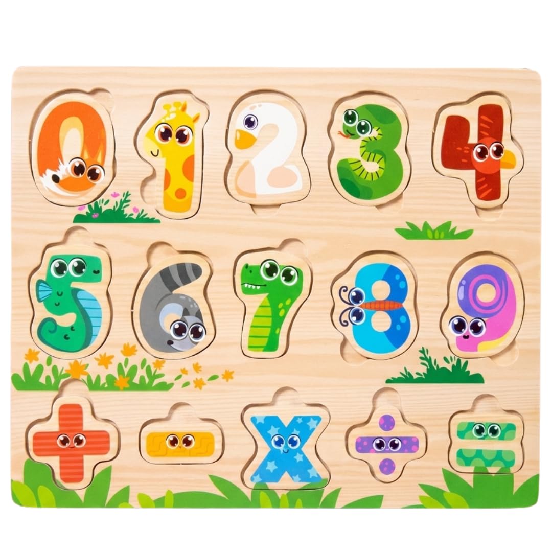 8. Quebra-Cabeça Infantil Números e Símbolos - Montessori