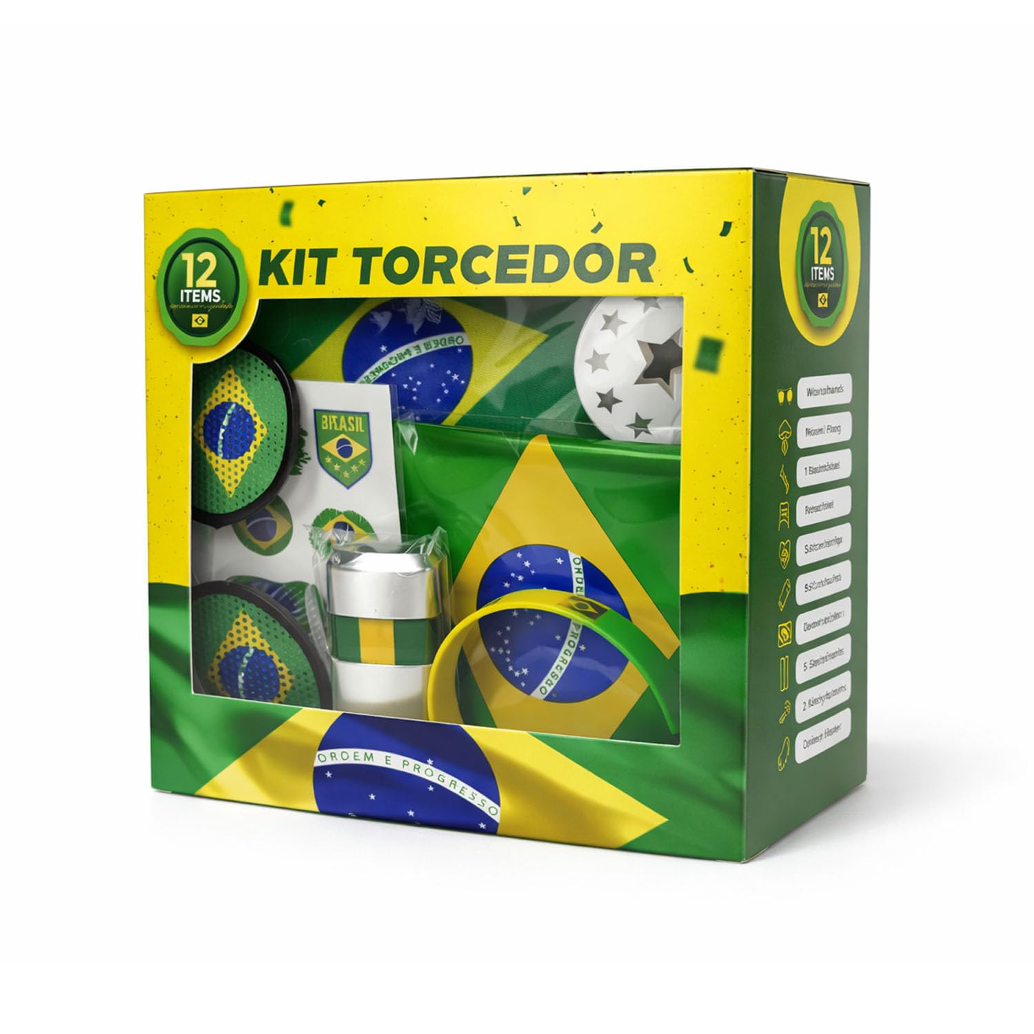 Kit Torcedor Brasil Copa do Mundo 2026 com Calendário e Pintura Facial