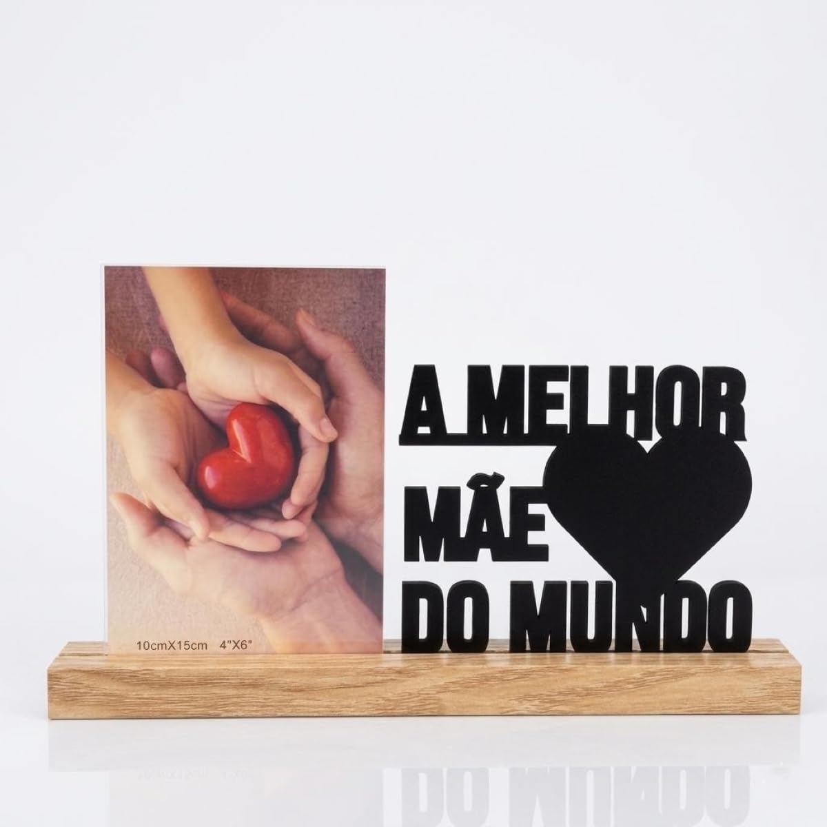 Porta-Retrato ‘A Melhor Mãe do Mundo’ com Base em Madeira
