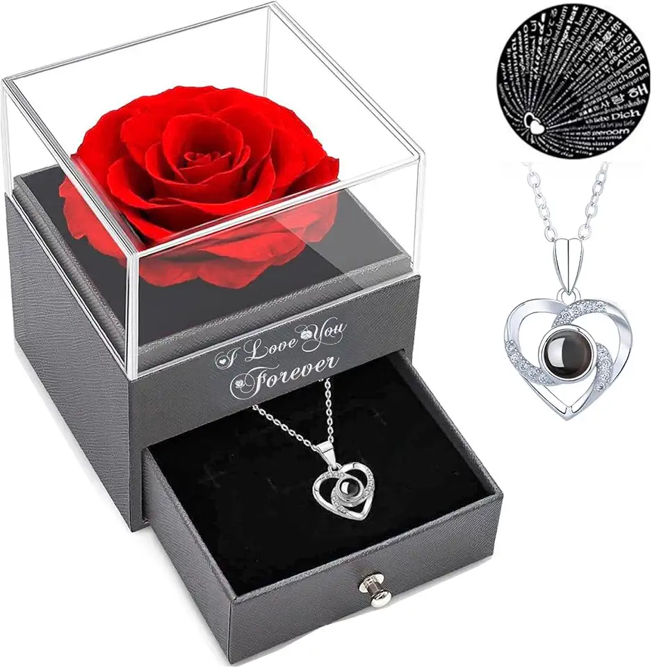 Colar Rosa Vermelha I Love You