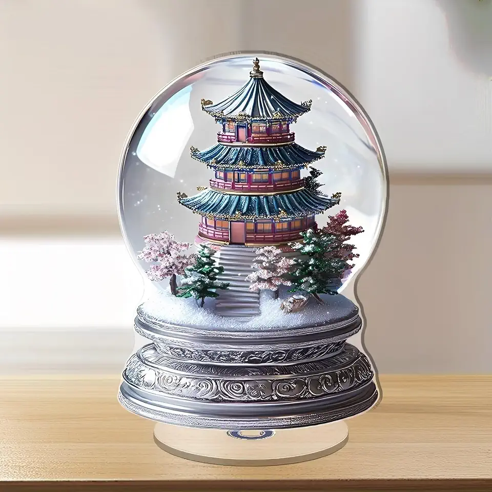 Globo de Neve Pagode com Árvores Nevadas