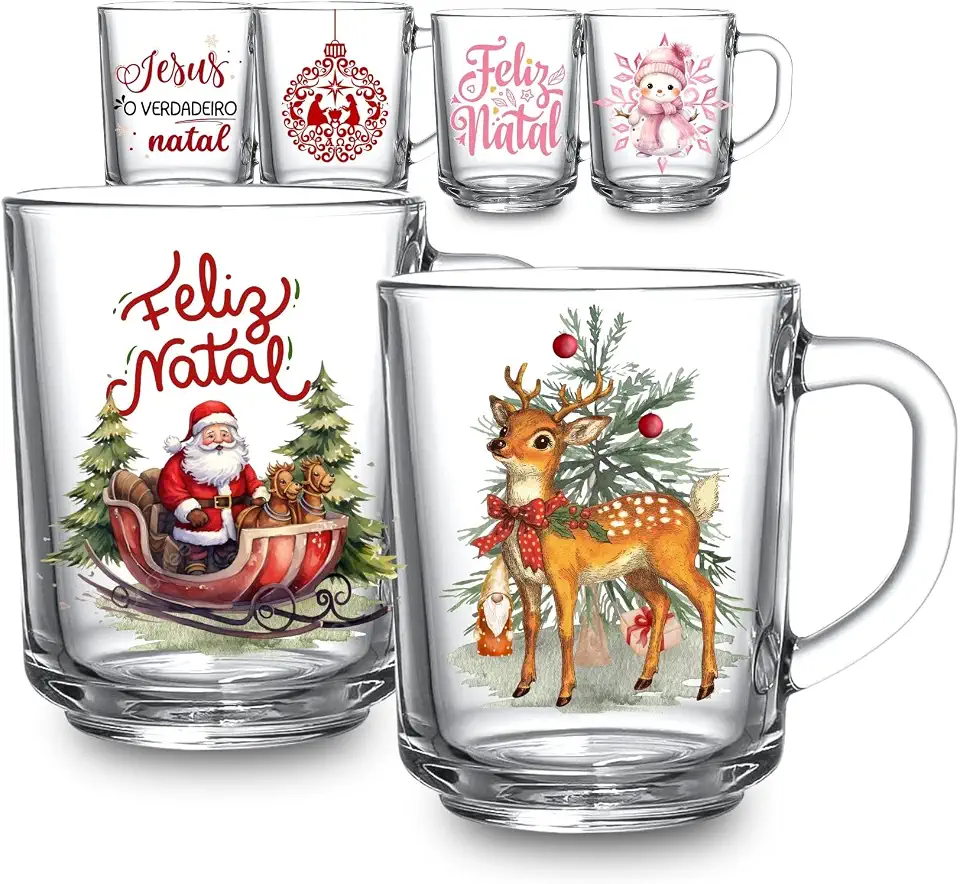 Kit 2 Canecas Especial Natal Jesus Rosa Vintage