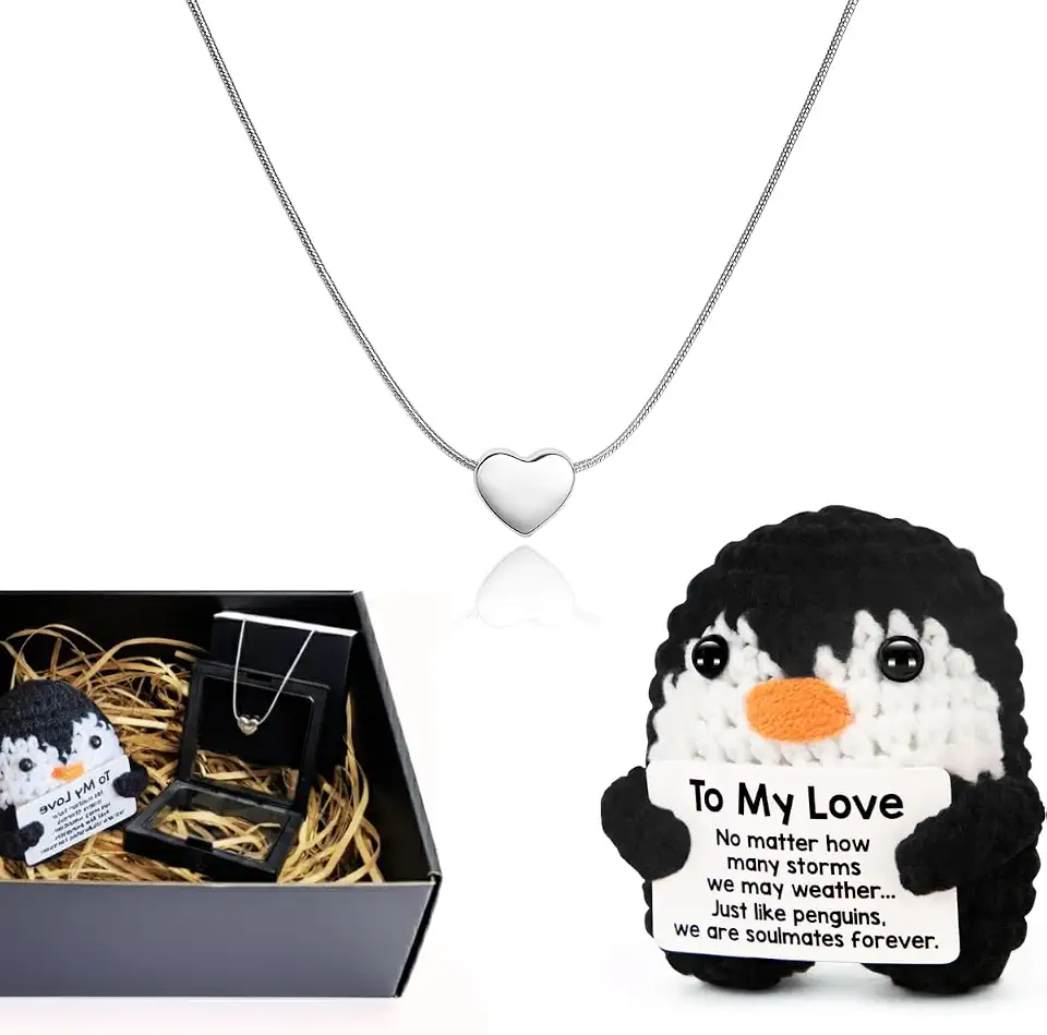 Kit Pinguim de Crochê e Colar Romântico
