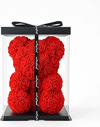 Urso de Rosas Artificiais Vermelhas